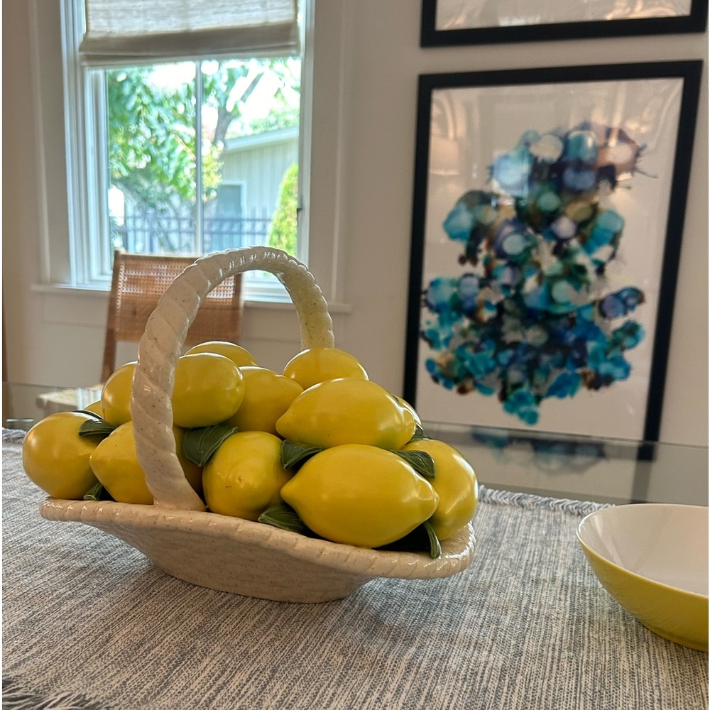Italian Vintage Ceramic Basket of Lemons
